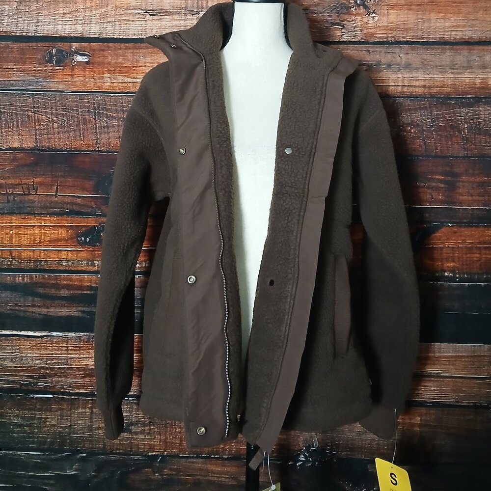 NWT Mondetta Jacket S Brown Sherpa Fleece Full Zip Snap Pockets - Picture 4 of 11